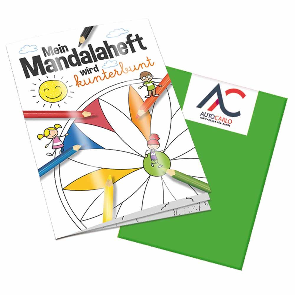 Malbuch / Mal-Set A5 - Mandala - Malbuch mit 2-c Logoeindruck