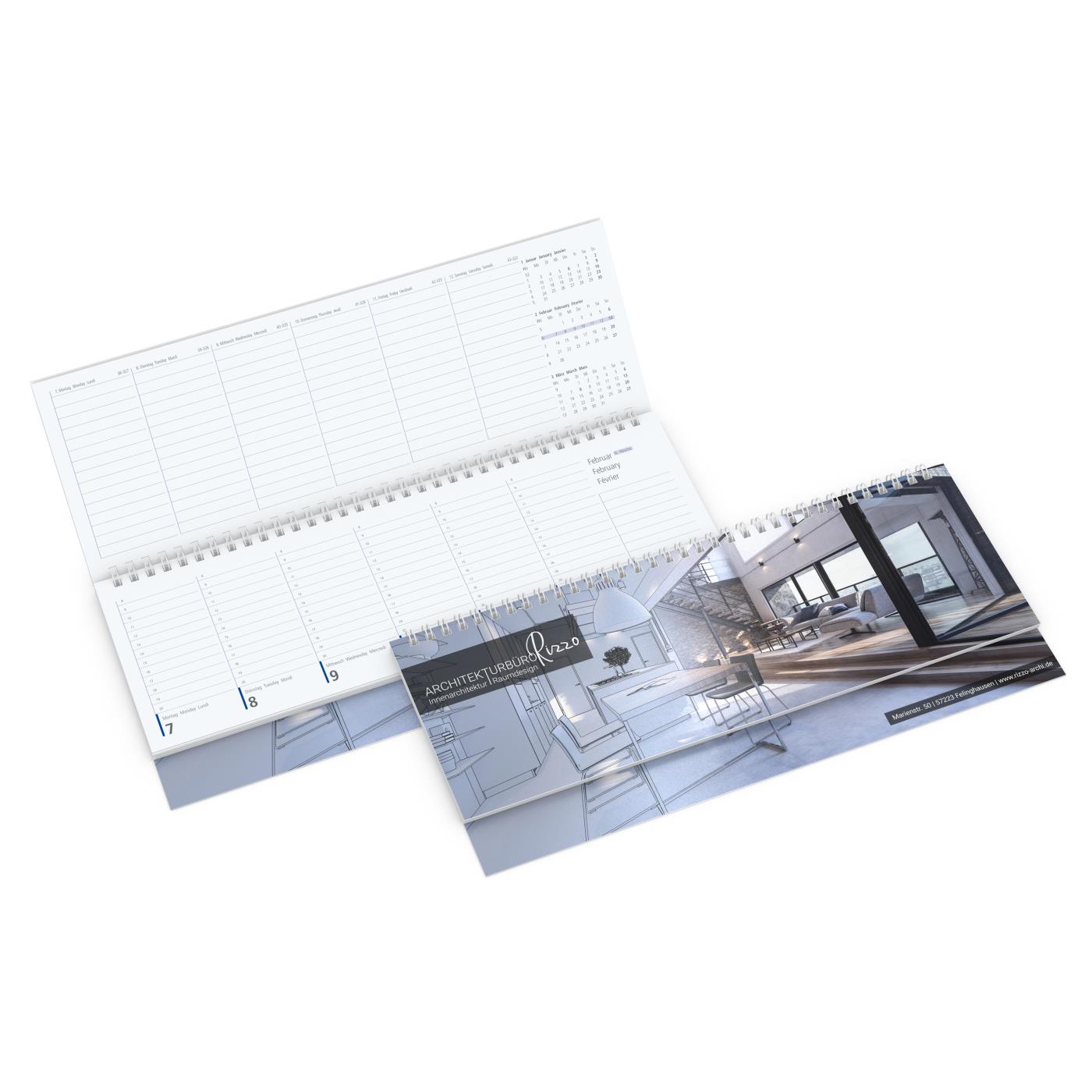 Tisch-Querkalender Compact EXPRESS 1 Woche = 2 Seiten 8–20 Uhr