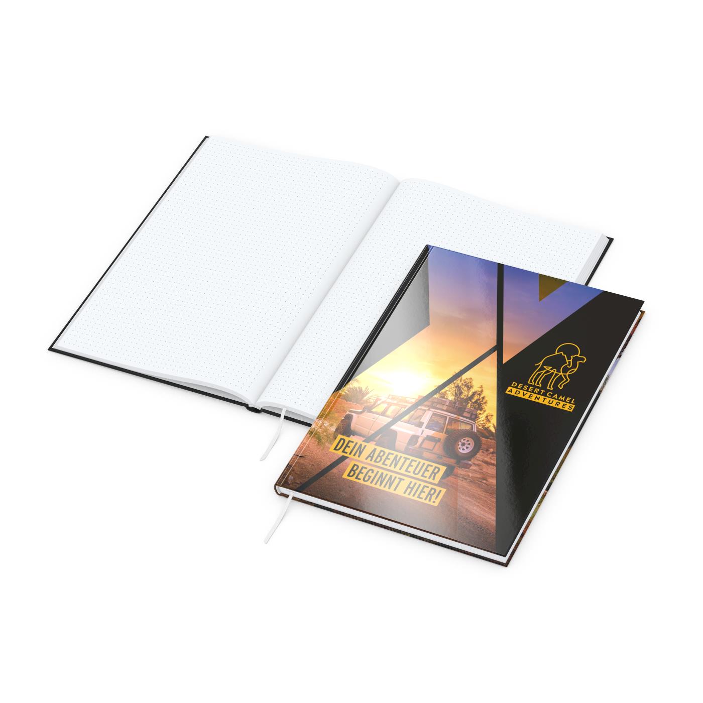 Notizbuch Note-Book Ecken spitz Hardcover individuell bedruckt