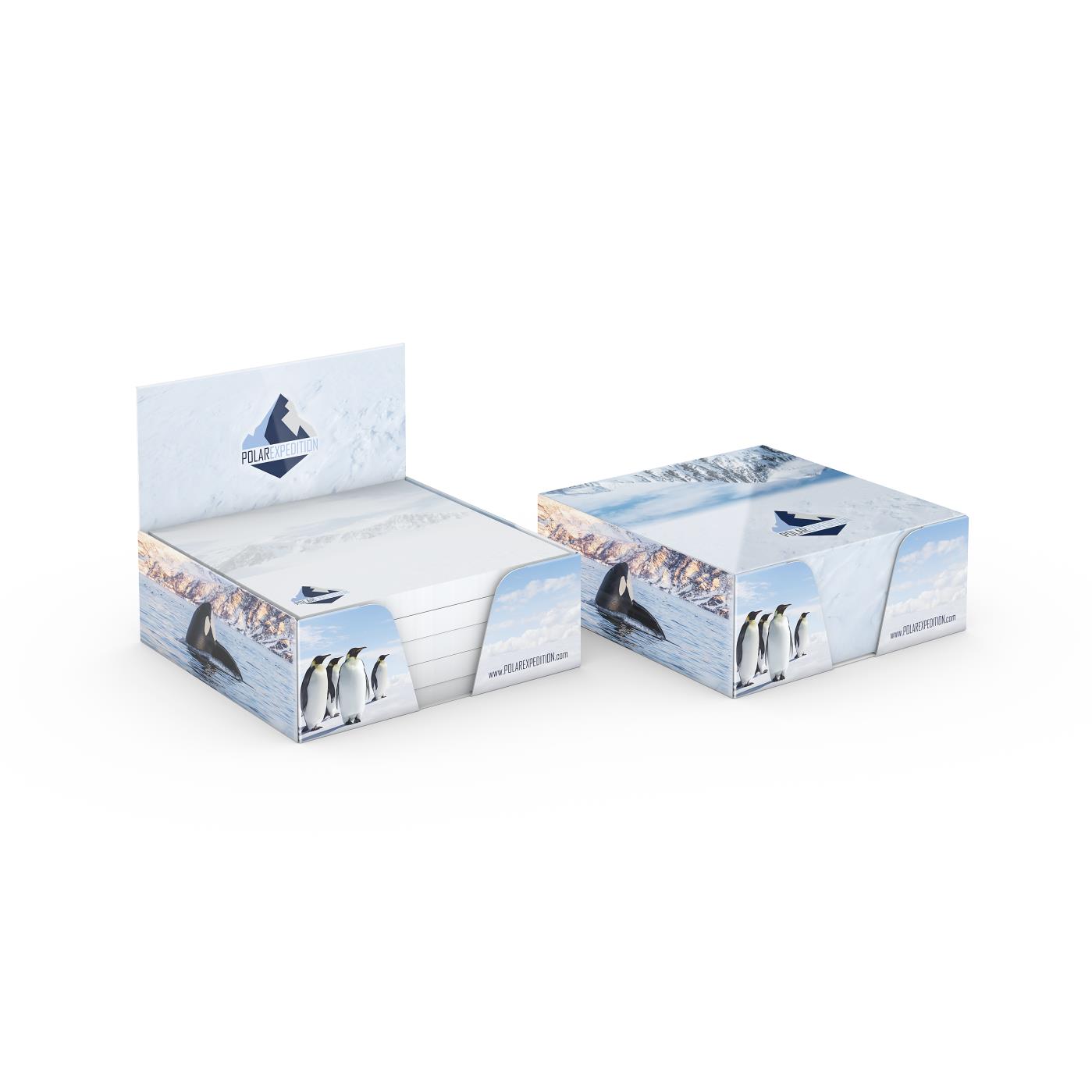 Haftnotiz-Box Pop-Up-Box Haftnotizblöcke weiß Karton-Box individuell bedruckt