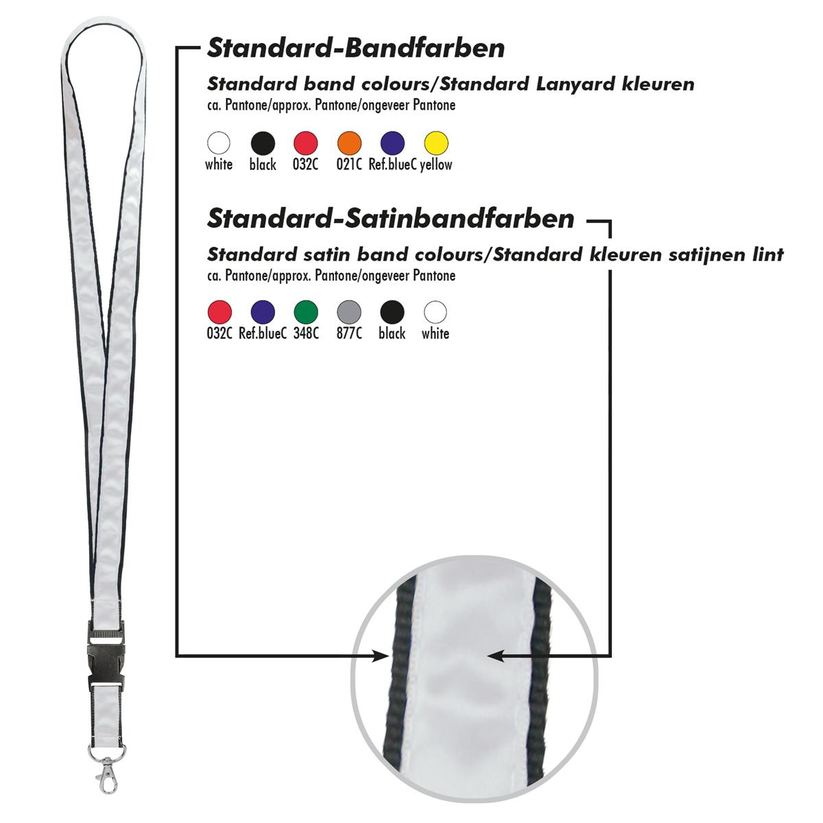 Grundfarbe Rosérot (ca. Pantone RBC), Zusatzfarbe Silber (ca. Pantone 877C)