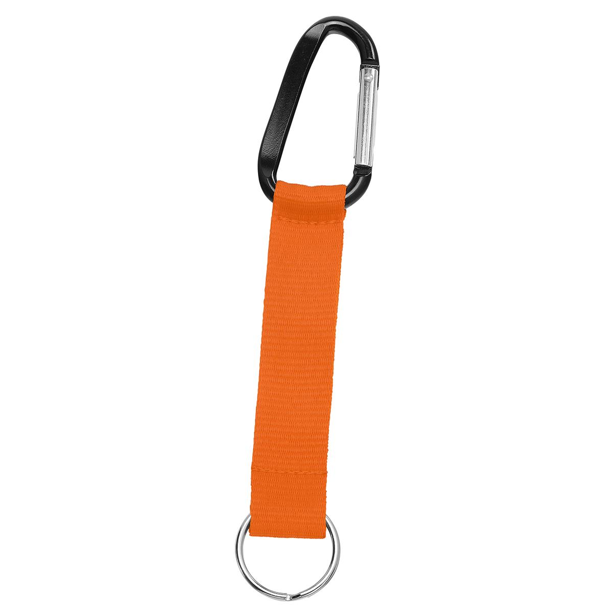 Grundfarbe Orangerot (ca. Pantone 021C), Karabiner schwarz