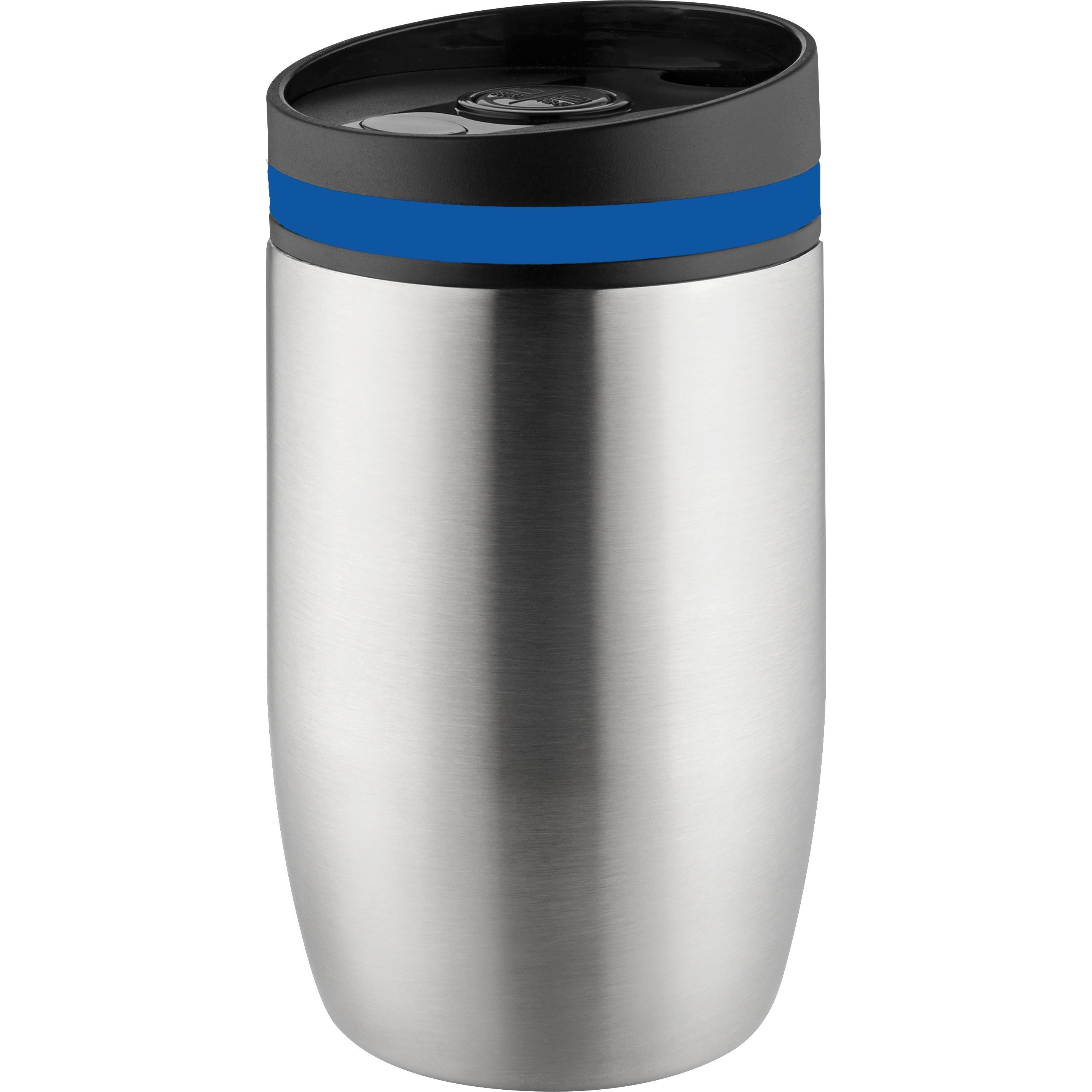 Metmaxx® Thermobecher ´CremaOfficinaBudget“ silber /Ring blau
