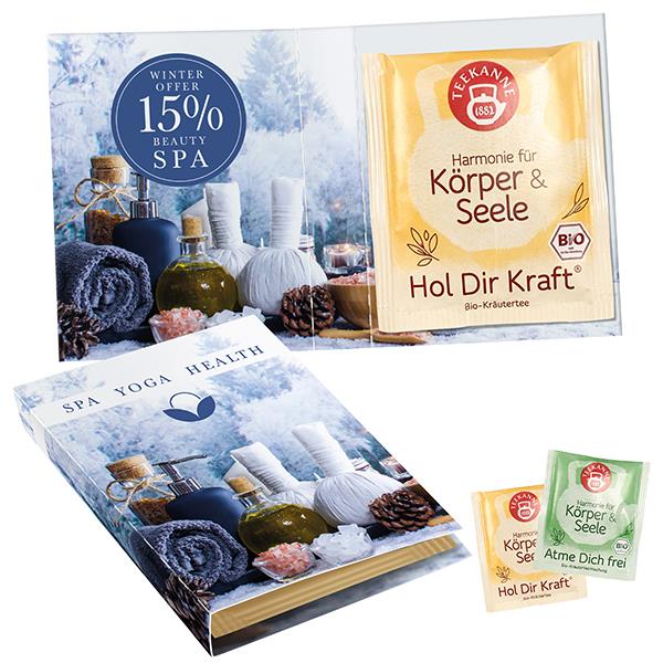 Süßes Briefchen mit aromaversiegeltem Kräuterteebeutel von Teekanne