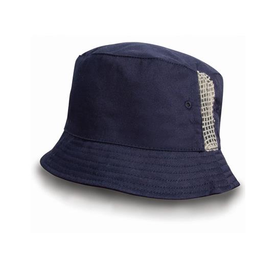 Deluxe Washed Cotton Bucket Hat With Side Mesh Panels