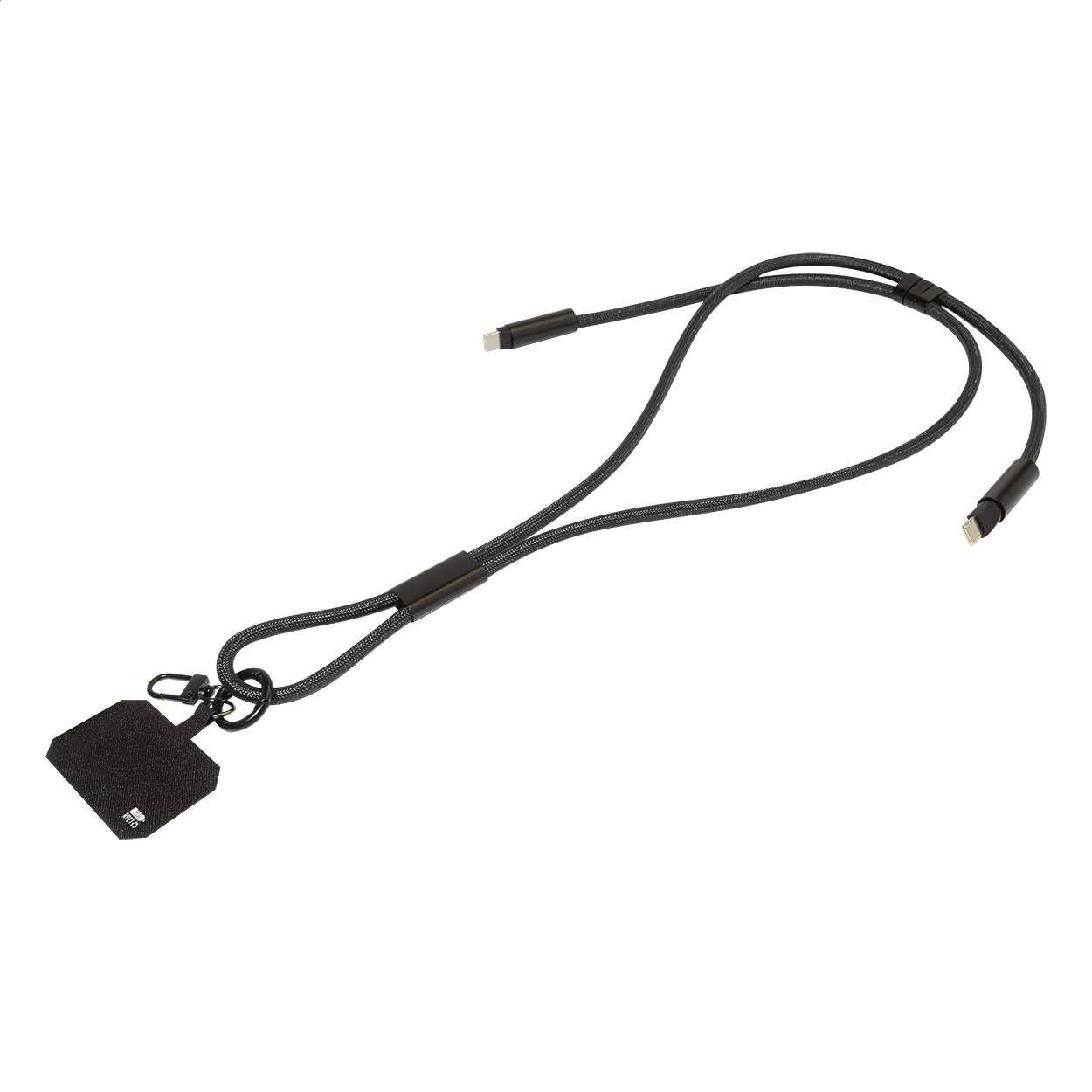 60W Lanyard mit Lade- und Datenkabel aus RPET