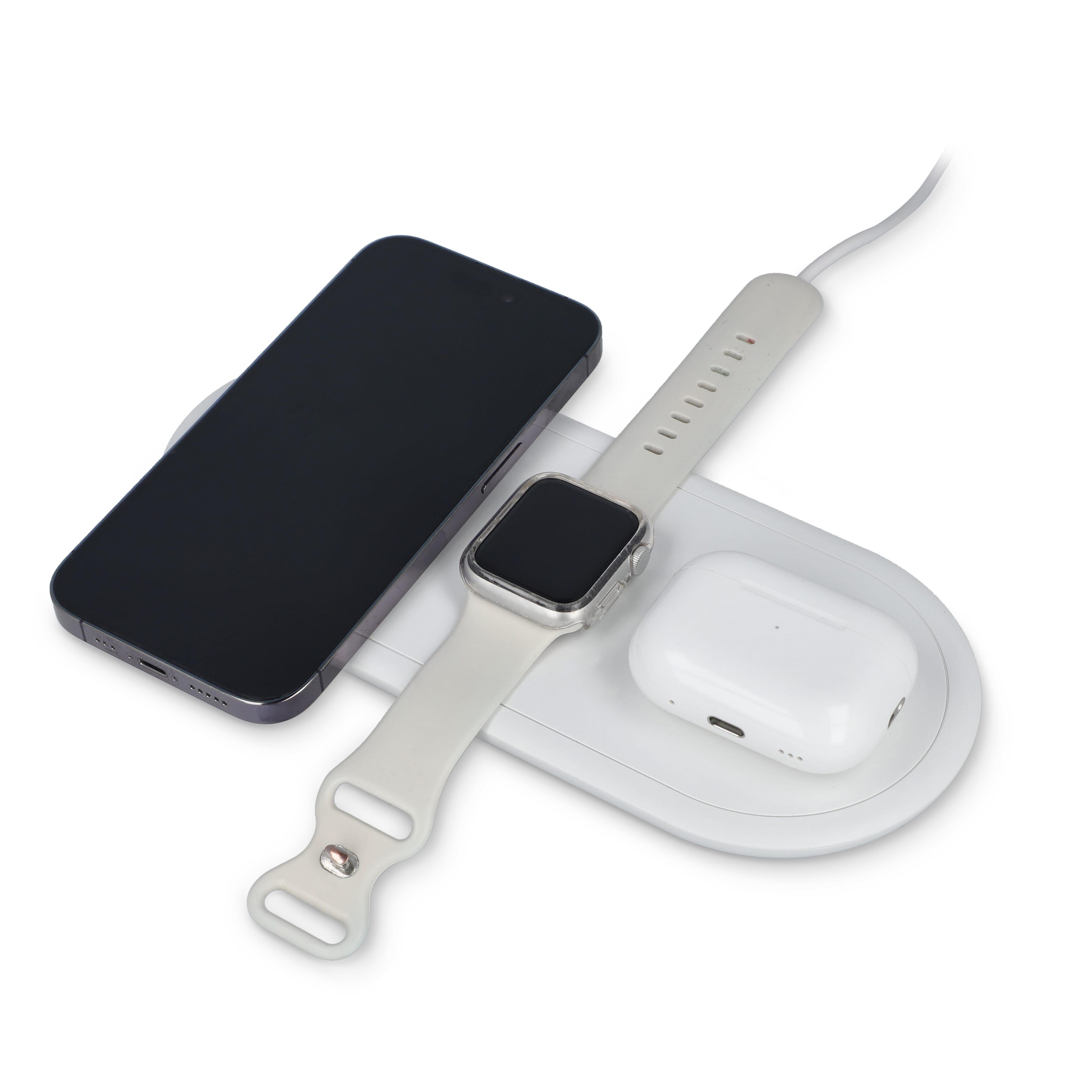 3-in-1 15 W Drahtloses Ladegerät für Handys, Apple Watch und AirPods.