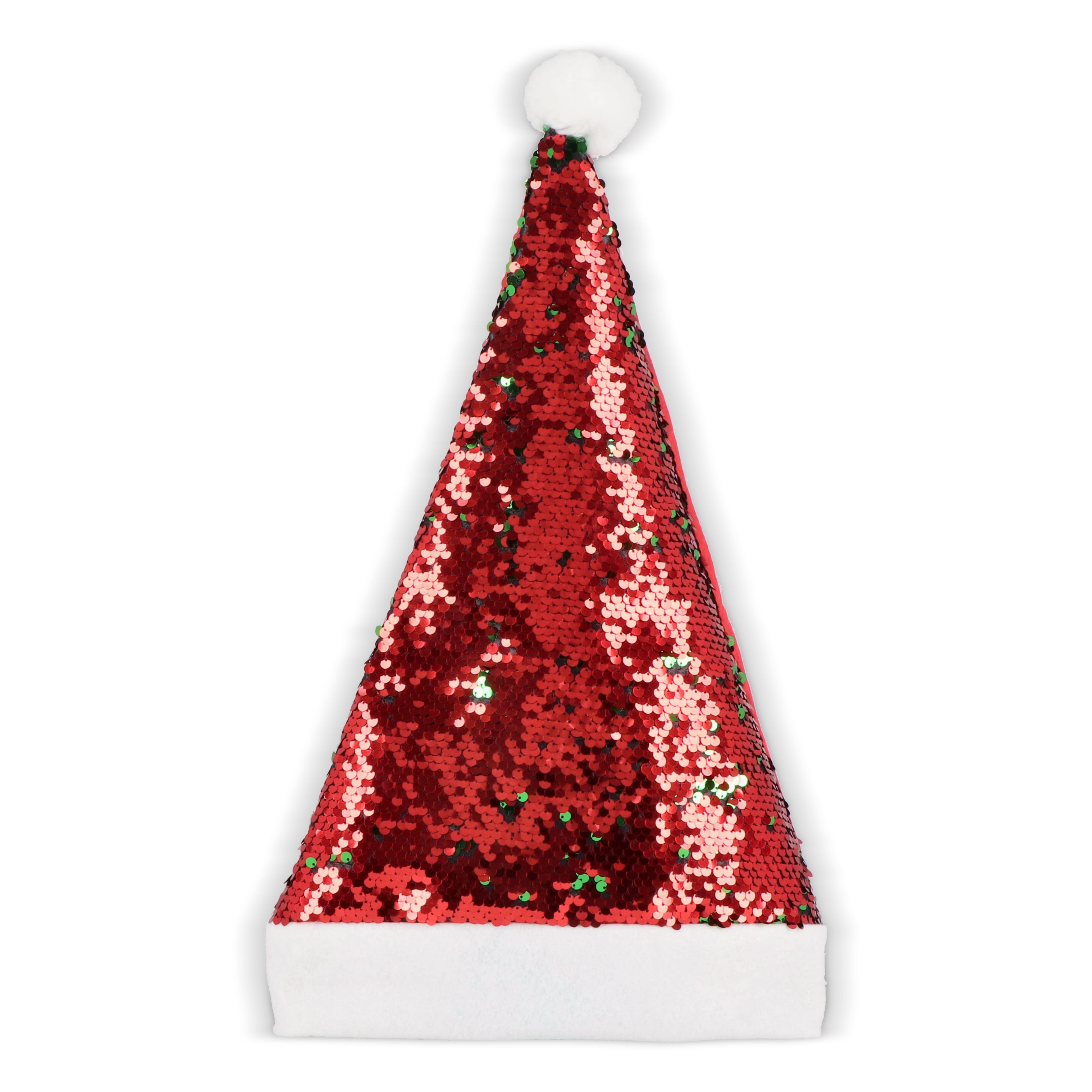 Zweifarbige Pailletten-Weihnachtsmütze