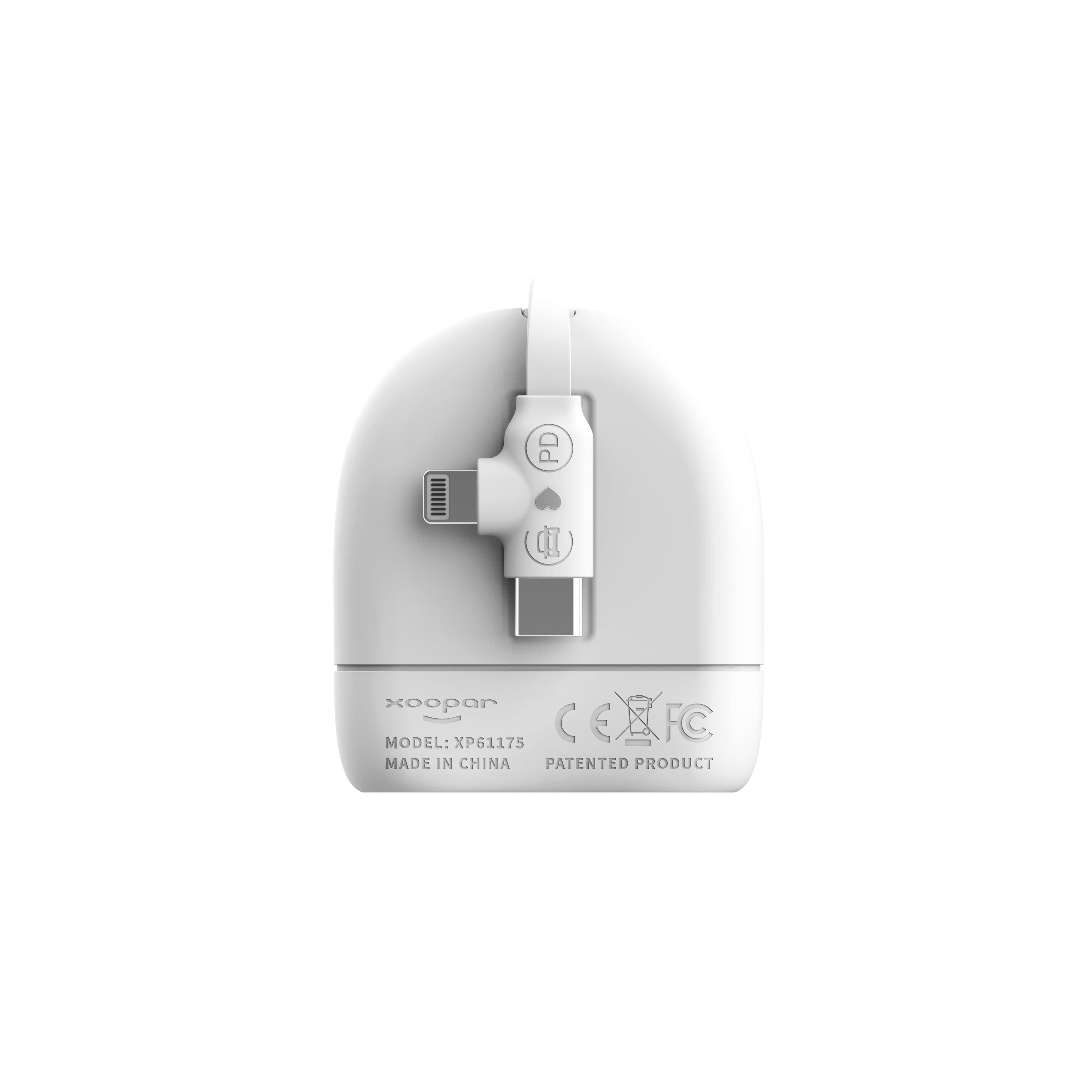 Xoopar ICE-R Einziehbares USB-C- und Lightning-Kabel 60 W 1 Meter