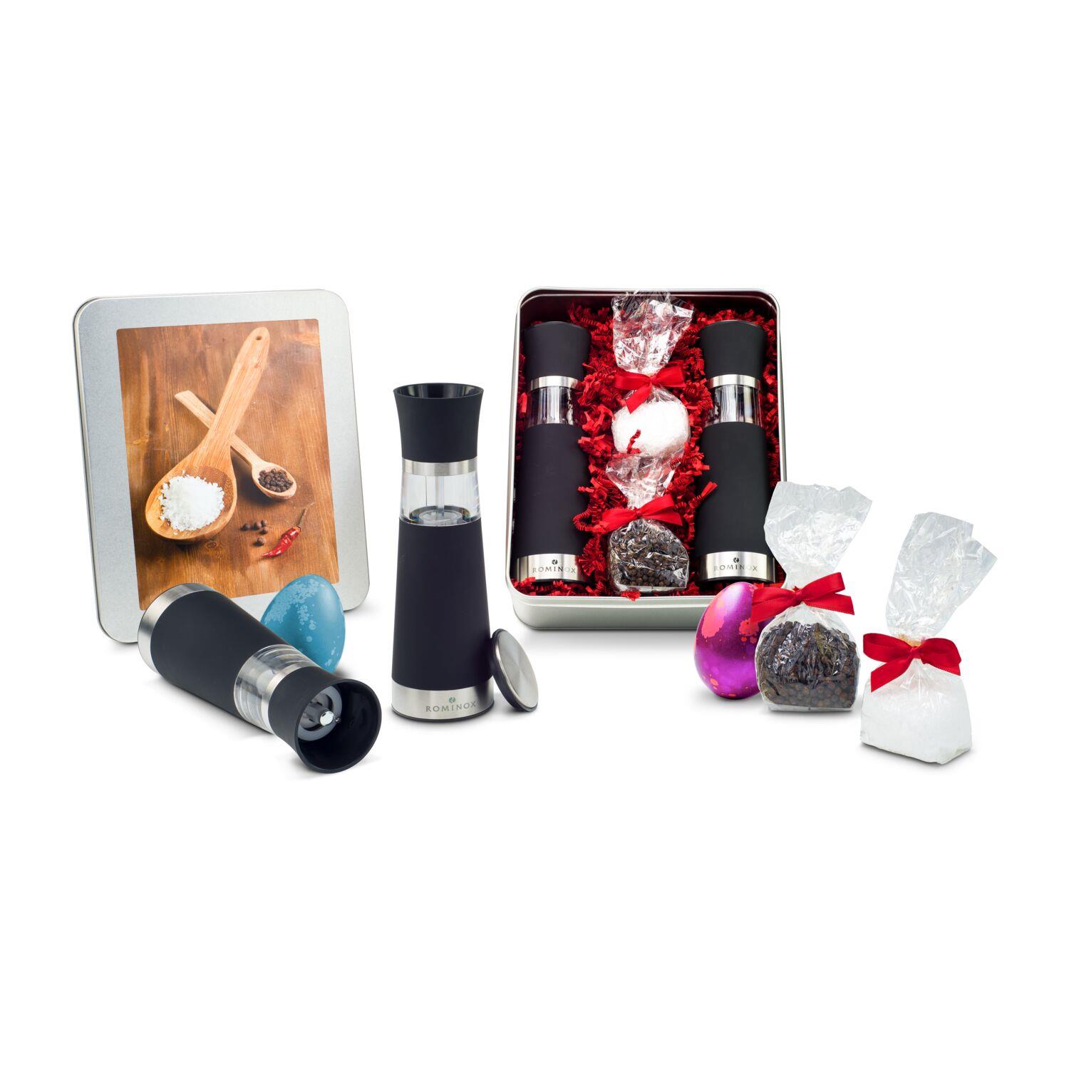 Geschenkset / Präsenteset: Oster-Salz- & Pfeffermühlen - in Silberdose