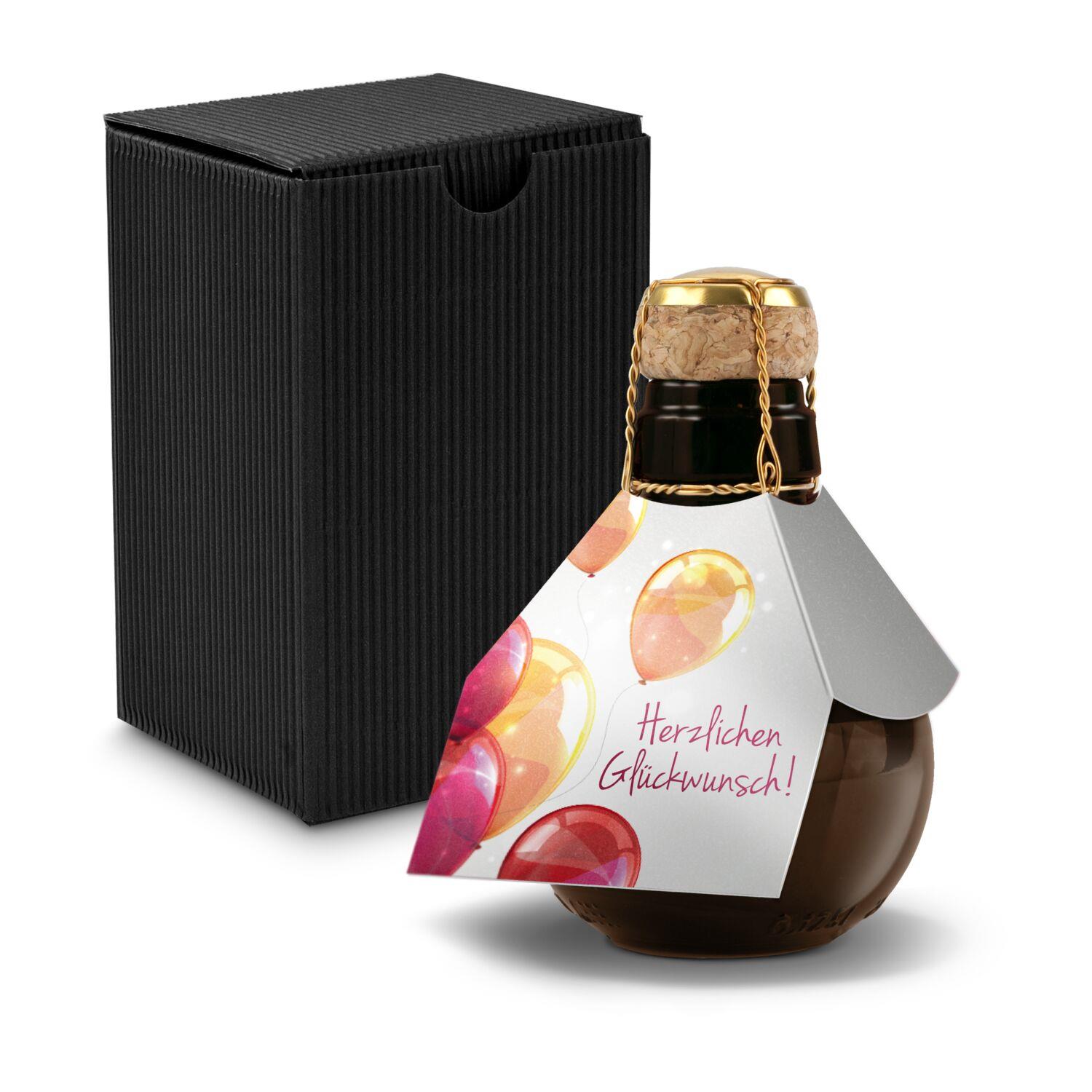 Origineller Sekt Herzlichen Glückwunsch - Karton Schwarz, 125 ml