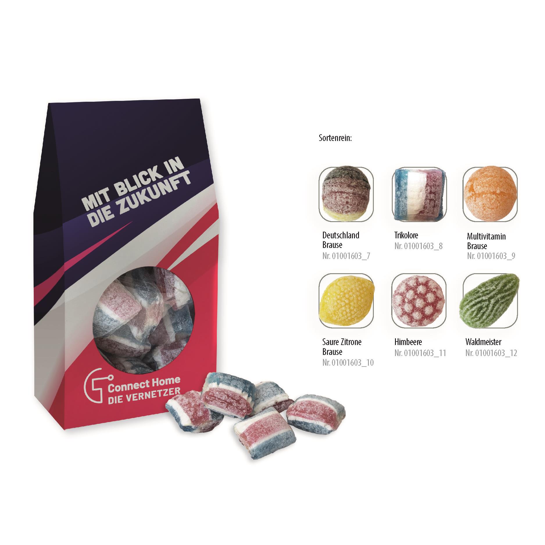 Beutelschachtel mit Bonbons,   60 g, Inhalt: Bonbons Deutschland Brause