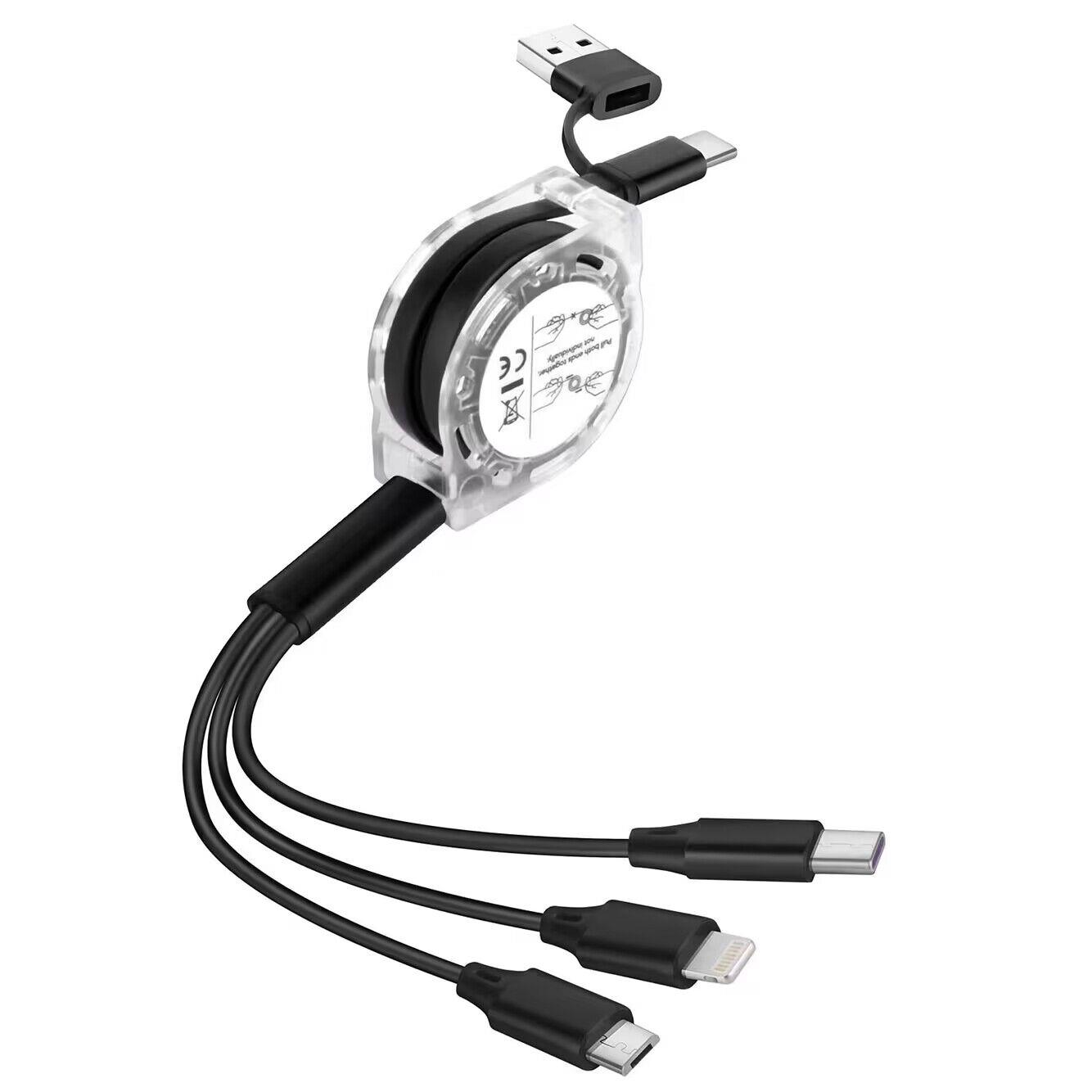 3in2 Aufrollladekabel Schwarz