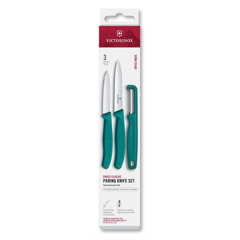 Swiss Classic, Gemüsemesser mit I-Schäler, 3tlg, grün, Box