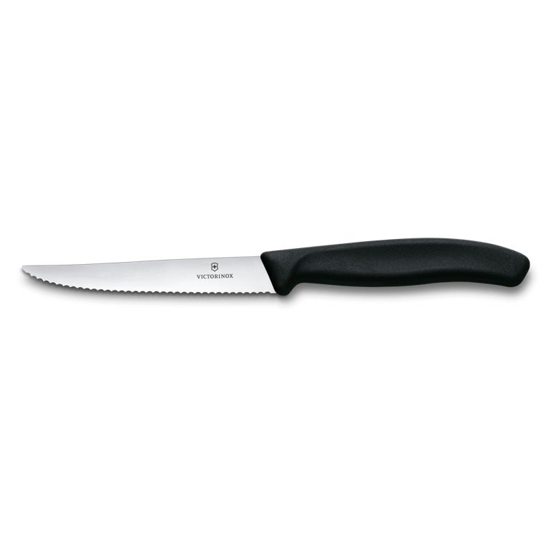 Swiss Classic, Steak & Pizzamesser, 11cm, Wellen, schwarz